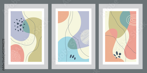 Modern abstract cover set, minimal cover design. Colorful geometric background, vector illustration.