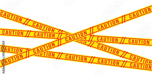 Yellow tapes border. Crime scene striped police ribbon. Seamless barrier borders for criminal accident zones. Warning tapes lines for restriction of crime places. Vector illustration in eps 10.