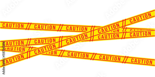 Yellow tapes border. Crime scene striped police ribbon. Seamless barrier borders for criminal accident zones. Warning tapes lines for restriction of crime places. Vector illustration in eps 10.