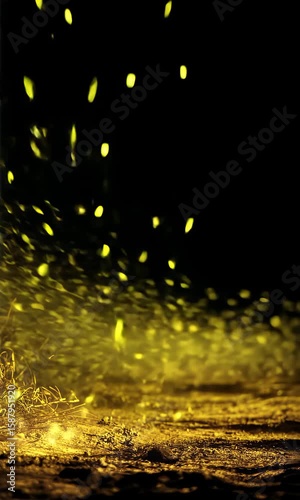 Magical Fireflies Dancing Above Earth in Enchanted Forest Scene