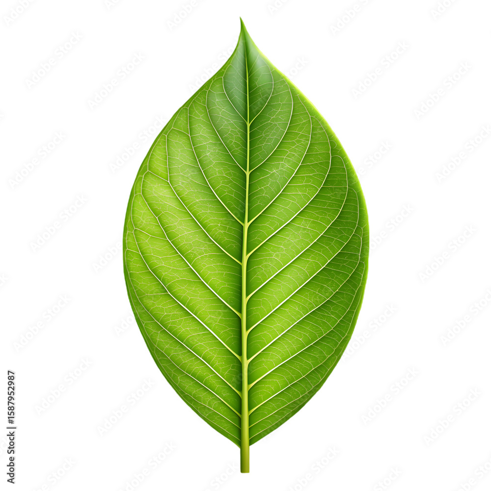 Obraz premium Green leaf isolated on transparent surface PNG transparent background