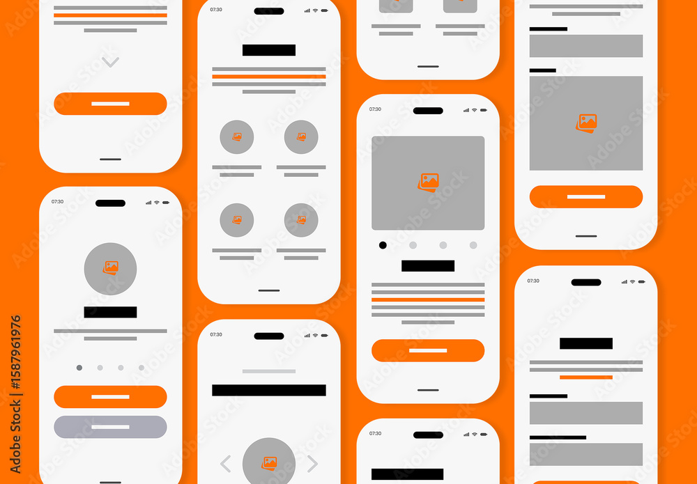 Mobile App UI UX Wireframe Kit Stock Template | Adobe Stock
