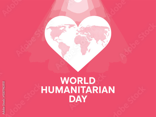 World Humanitarian Day Design Featuring Heart Symbol With World Map