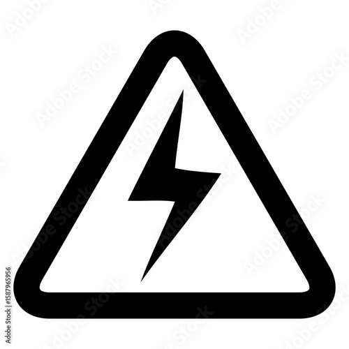 Icono peligro electricidad. Símbolo con rayo o relámpago en triángulo con líneas 