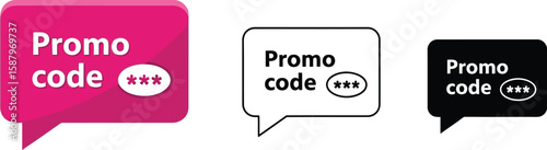 Promo code chat bubble design for marketing and advertising with discounts and special offers