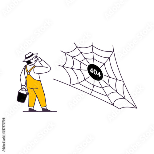 404 Error in Spider Web – Metaphor for Abandoned Website or Lost Page