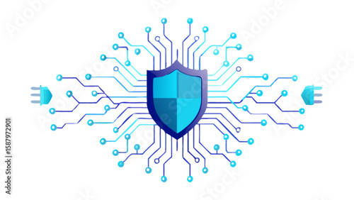 Cybersecurity protection shield with circuit board connection for network security and data privacy 100 char