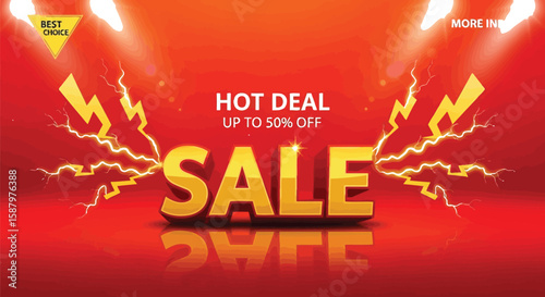 Get ready for a blazing sale with hot deals and special offers on a red background.