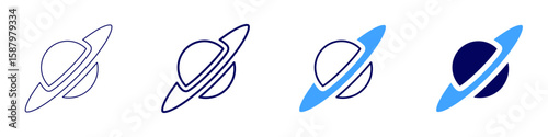 Asteroid detection icon in 4 different styles. Thin Line, Line, Bold Line, Duotone. Duotone style. Editable stroke