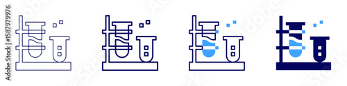 Chemical indicator icon in 4 different styles. Thin Line, Line, Bold Line, Duotone. Duotone style. Editable stroke