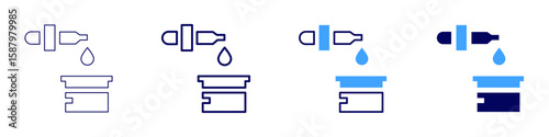Chemical analysis icon in 4 different styles. Thin Line, Line, Bold Line, Duotone. Duotone style. Editable stroke