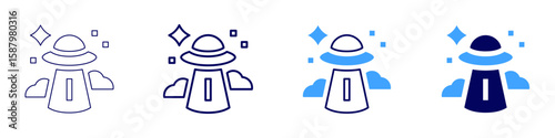 Comet exploration icon in 4 different styles. Thin Line, Line, Bold Line, Duotone. Duotone style. Editable stroke