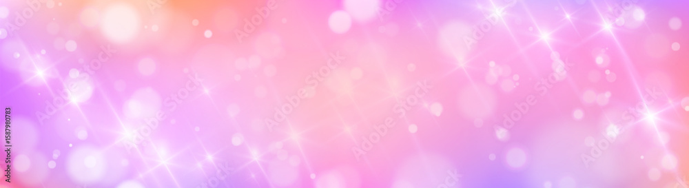 Dreamy unicorn background with sparkle effect - soft pink gradient bokeh lights, magical glowing particles and shimmering fantasy texture for princess party, birthday celebration or fairy tale design.