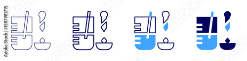 Flask ethanol icon in 4 different styles. Thin Line, Line, Bold Line, Duotone. Duotone style. Editable stroke