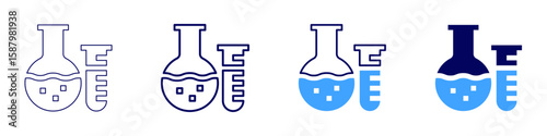 Flask shape icon in 4 different styles. Thin Line, Line, Bold Line, Duotone. Duotone style. Editable stroke