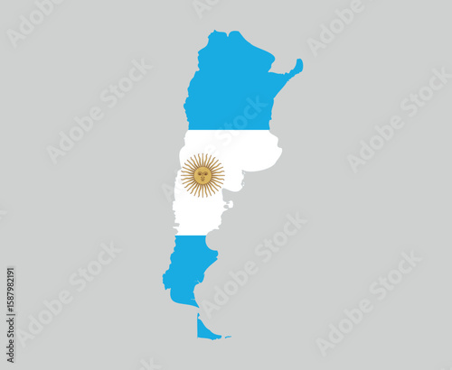 "Argentina Geographic Outline with Flag and Coat of Arms – Vector Design"

