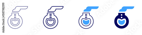 Florence flask icon in 4 different styles. Thin Line, Line, Bold Line, Duotone. Duotone style. Editable stroke