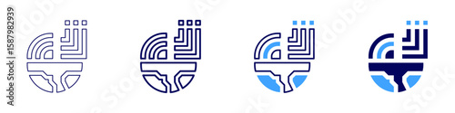Gravitational lens icon in 4 different styles. Thin Line, Line, Bold Line, Duotone. Duotone style. Editable stroke