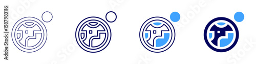 Gravity pull icon in 4 different styles. Thin Line, Line, Bold Line, Duotone. Duotone style. Editable stroke