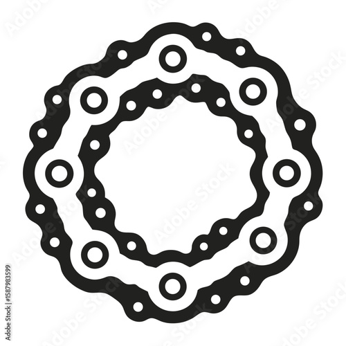 A minimalist silhouette of a bicycle chain, representing cycling, mechanics, and interconnectedness.