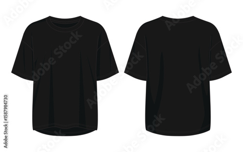 Premium Oversized T-Shirt Mockup - Vector Style for Design Showcase tambahkan black color