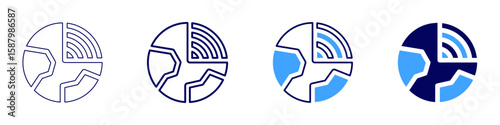 Tectonic fault icon in 4 different styles. Thin Line, Line, Bold Line, Duotone. Duotone style. Editable stroke
