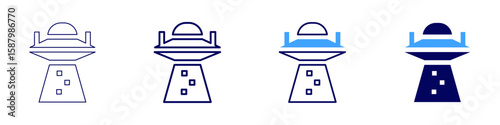 Ufo evidence icon in 4 different styles. Thin Line, Line, Bold Line, Duotone. Duotone style. Editable stroke