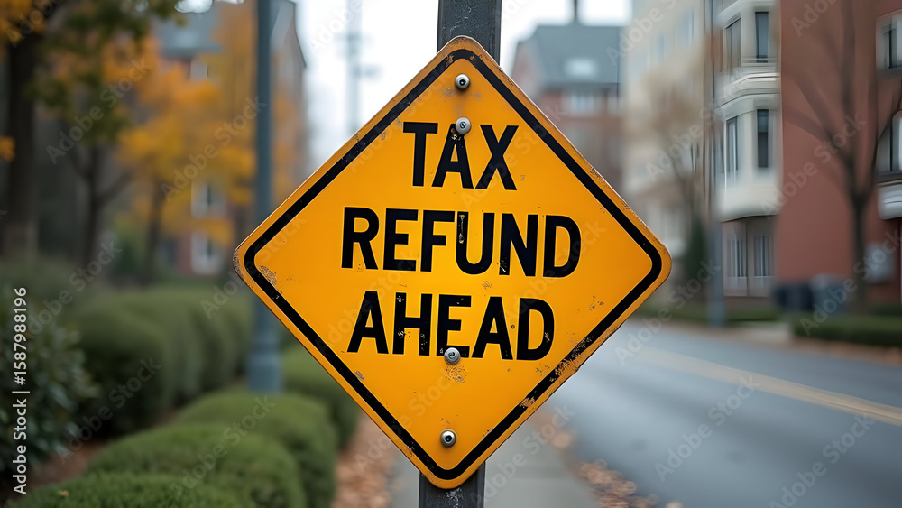 Impact-Resistant Construction Caution Sign Tax Refund Ahead Safety Impact-Resistant Construction Caution Sign Tax Refund Ahead Safety