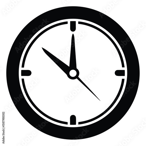 A minimalist silhouette of a clock with hands, representing time, schedules, and deadlines.