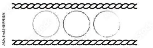 Ropes in knotting style. Vector illustration           