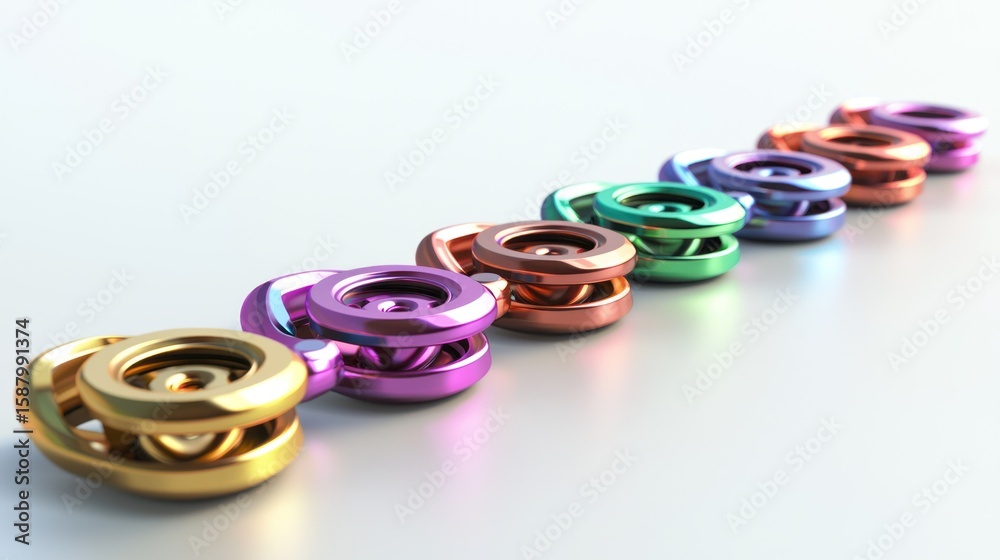 3d render lineup of fidget spinners on white background 3d render lineup of fidget spinners on white background