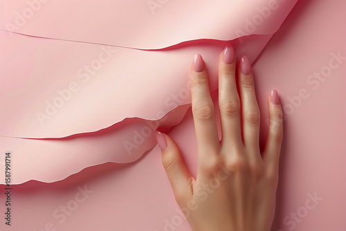 Woman hands with pink background