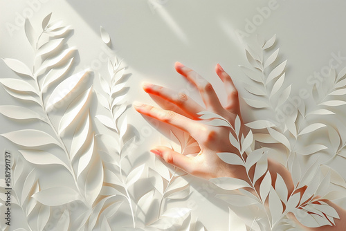 Woman hands with pink background