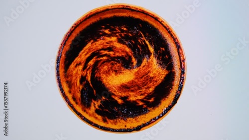cup of black coffee with twirl many small bubbles, Surreality abstract motion graphics, vertigo hallucinations induced by stroboscopic flicker