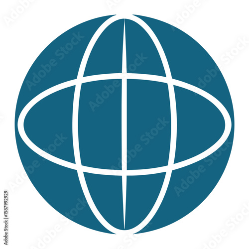 A minimalist silhouette of a globe, representing the world, travel, and global reach.