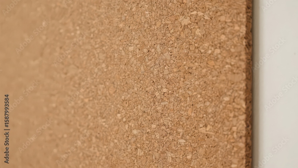 Fototapeta premium A close - up of a cork board, with natural and rough texture, showing a rustic quality, conveying an atmosphere of originality, environmental protection, and warmth.