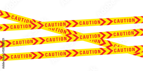 Yellow police tape with danger, stop, and warning signs, emergency situation, restricted access concept icon in eps 10.