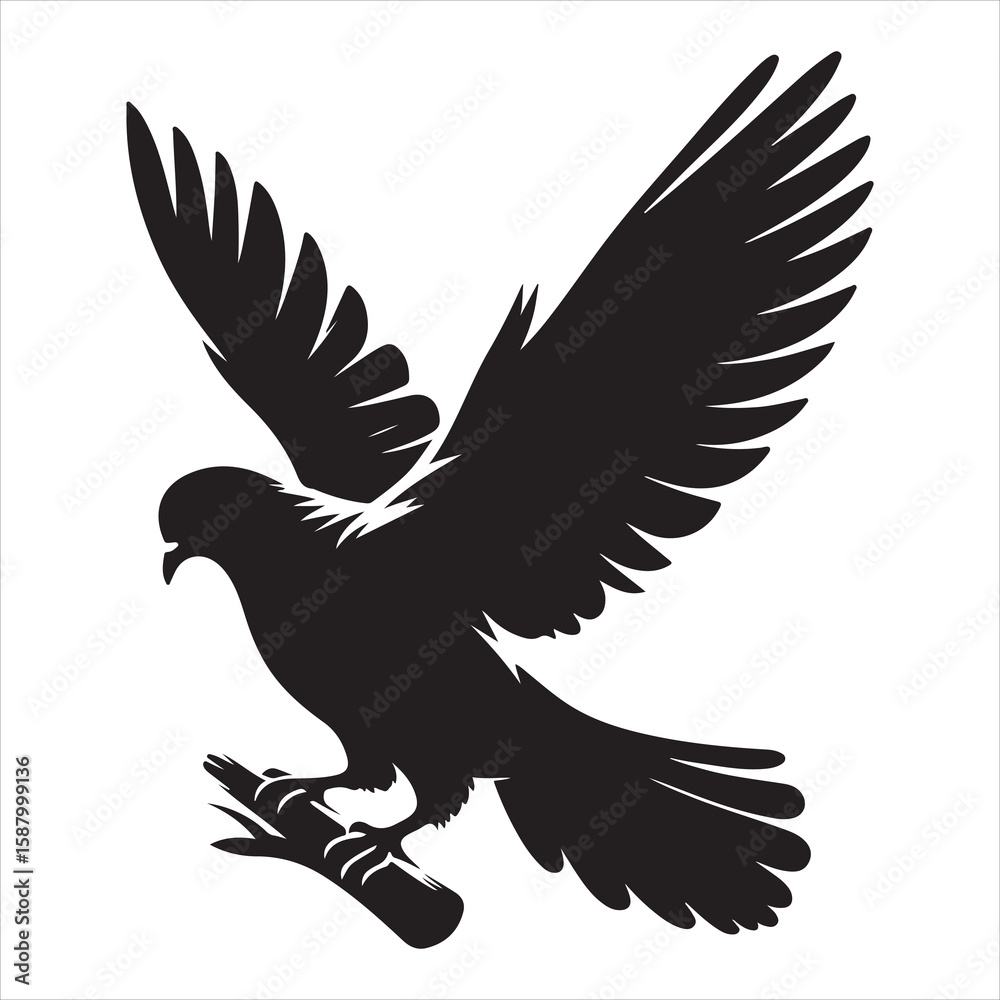Obraz premium siting pigeon Silhouette Vector Art and Graphic vector black color silhouette , white background 