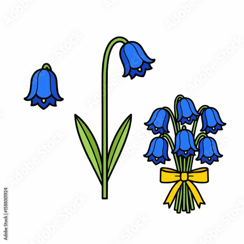 bluebell flower pack in cartoon