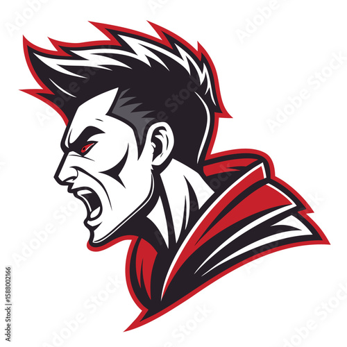 Powerful Man Profile: Fierce Vector Illustration