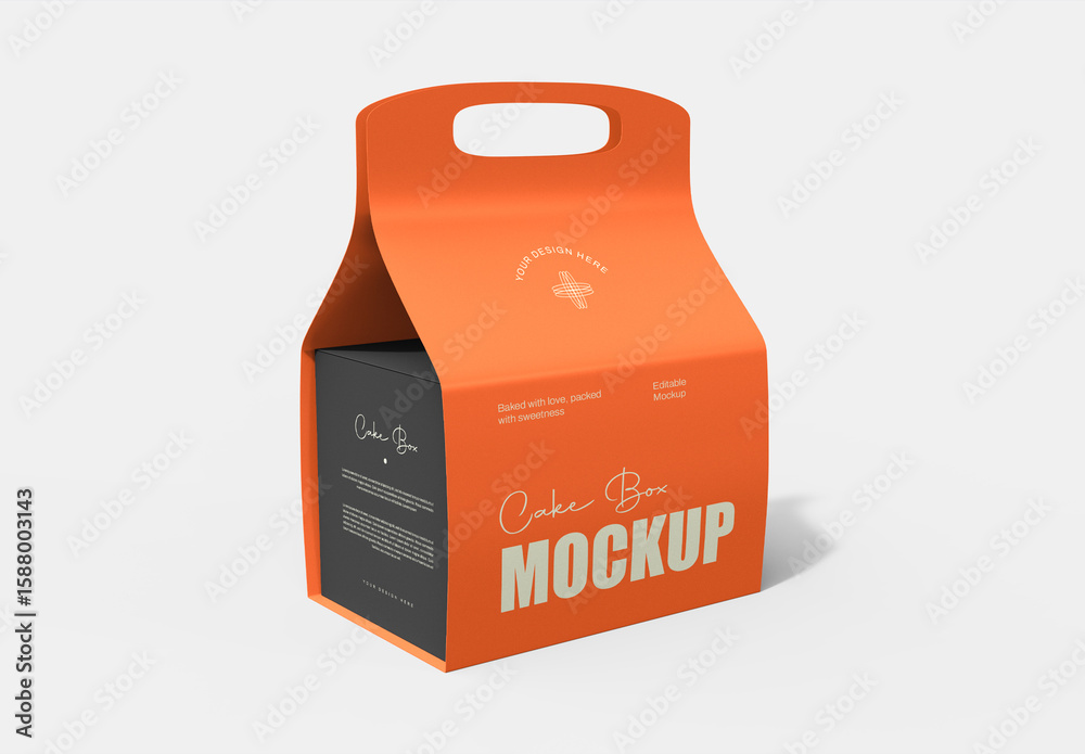Editable Cake Box Editable Cake Box Packaging PSD Mockup Stock Template | Adobe Stock