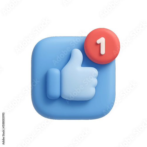 3D rendered like icon with a notification bubble showing the number one.