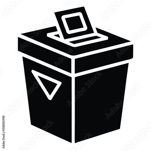 A silhouette of a ballot box, representing voting, democracy, and political elections.