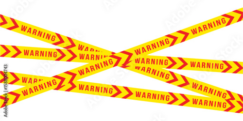 Yellow police tape with danger, stop, and warning signs, emergency situation, restricted access concept icon in eps 10.