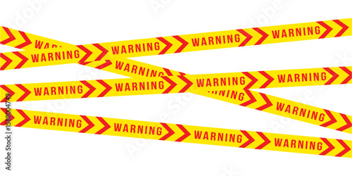 Yellow police tape with danger, stop, and warning signs, emergency situation, restricted access concept icon in eps 10.