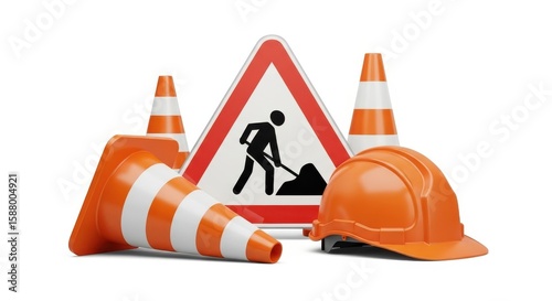 Construction safety gear and warning sign arrangement