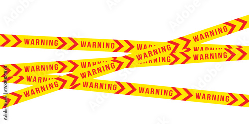 Yellow police tape with danger, stop, and warning signs, emergency situation, restricted access concept icon in eps 10.