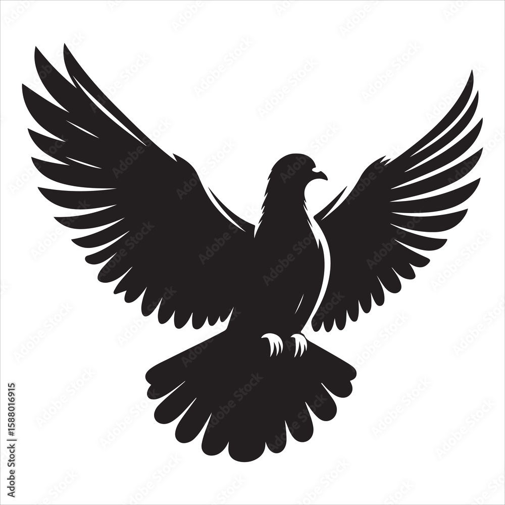 Obraz premium siting pigeon Silhouette Vector Art and Graphic vector black color silhouette , white background 