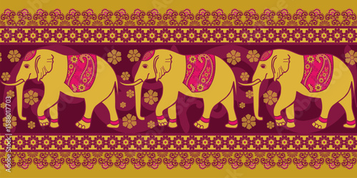 popular elephant pattern in asian style this elephant graphic is fashionable in thailand india and south east asia and this elephant and baby elephant can be for textile industry and any package 