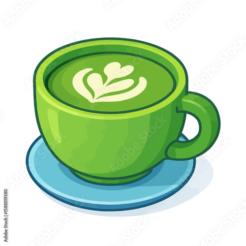 matcha latte 3d flat vector icon